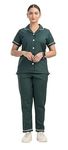 HOSPRIQS Nurse Uniform With Normal Length, Half Sleeves Top With 2 Bottom Pockets & Regular Fit Pant With Two Side Pockets - Ideals For Hospital Staff/Clinics/Nanny Uniforms | Bottle Green (X-Large)