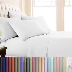 Southshore Fine Living, Inc. 7-Piece Split King Sheets Set for Adjustable Bed, 16-Inch Deep Pocket, Wrinkle-Free, Microfiber Bedsheets, Fade Resistant Luxury Sheet Set Split King Size - Bright White