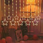 Gesto 10 Star Curtain Light – 8 Flashing Modes Star Lights for Home Decoration | Led Light for Diwali Decoration,Mandir,Pooja Room Decor| High Brightness Next-Gen SMD Fairy Lights (11 Feet,Warm White)