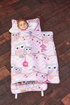 EVERYDAY KIDS Nap Mat with Removable Pillow - Sweet Owls - Carry Handle with Straps Closure, Rollup Design, Soft Microfiber for Preschool, Daycare, Travel Sleeping Bag - Ages 3-6 Years