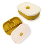 MINIMUM Silicone Lunch Box for Kids | 4 Compartment Food Storage Container | Toddlers Friendly | Lightweight, Durable Airtight Container | (Yellow)