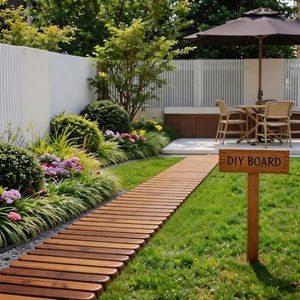 Spurgehom 8FT Wooden Garden Pathway, Roll Out Cedar Straight Walkway, Patio Path Decorative Garden Boardwalk Walkways,Weather-Resistant Outdoor Path for Backyard, Beach & Wedding Events