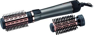 Remington AS8810 1000 Watts Keratin Protect Rotating Air Styler Hot Air Brush | 2 Round Brushes + Root Boost Attachment, Hairline Booster for Volume, Keratin Ceramic Coating Enriched With Almond Oil