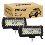 RIGIDON 8D Led Work Light Bar, 2 Pcs 7 inch 120W 12V 24V 7D Tri Row Fog Light for Car Off road Truck SUV ATV 4x4 Boat, Flood Spot Combo Beam, Waterproof Outdoor Driving Lighting, 6000K White