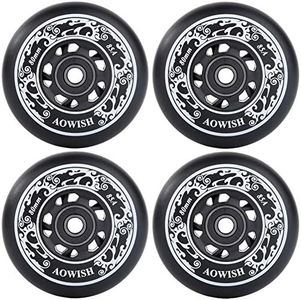 AOWISH 4-Pack Inline Skate Wheels [Available in Sizes 72mm 76mm 80mm] Rollerblade Replacement Wheel with Bearings ABEC-9 (Black and Green) (80mm)