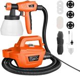 Fence Paint Sprayer Tilswall Pro 800W, Electric HVLP Paint Spray Gun with 3 Nozzle Sizes, 3 Spray Patterns, and 1300ML Detachable Container for Fences, Sheds, Decking, Garden Furniture (Orange)