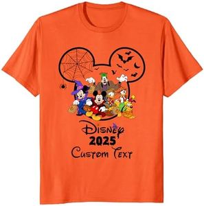 Custom Halloween Family Trip 2025 Shirts, Personalized Mickey Minnie Ears T-Shirts, Matching Halloween Vacation Tees, Youth Orange Small