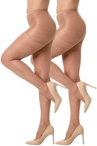 Silkies Women's Control Top Pantyhose with Run Resistant, Light Support Legs (2 Pair Pack) - XX-Large Nude