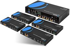 OREI 1x4 HDMI Extender Splitter HDBaseT 4K, Multiple Over Single Cable CAT6/7 4K@60Hz 4:4:4 HDCP 2.2 With IR Remote EDID Management, HDR - Up to 400 Ft - Loop Out - Low Latency - Full Support