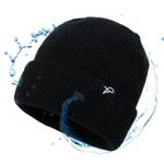 TOP-EX Large Winter Waterproof Beanie Hats Men for Big Heads Women Warm Fleece Lined Cold Weather Hats for Golf Walking Running Fishing Hunting L/XL Black