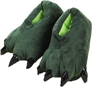 Fuzzy animal paw shoes slipper for Boy Girl Women Men,Winter Unisex Soft Paw Claw Slippers Plush animal Paw Shoes Home slippers Cosplay, Green, Small Big Kid