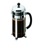 Bodum 34oz Chambord French Press Coffee Maker, High-Heat Borosilicate Glass, Polished Stainless Steel – Made in Portugal