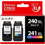 ZepmTek Remanufactured Ink Cartridge Replacement for Canon 240 241 240XL 241XL PG-240XL CL-241XL Black Color for Pixma MG3620 MX432 MG3600 MG3222 TS5120 TS5100 MG3220 MG3122 MG2120 Printer, 2-Pack