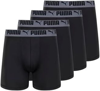 PUMA Men's 4 Pack Active Stretch Boxer Briefs, Black, Large