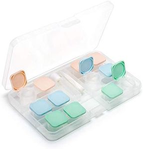 ofone 6 Pack Contact Lens Case, Portable Flip Top Contact Lenses Holder Cases with Remover Tool Tweezers Contact Solution Bottle Clear Contacts Storage Box Kit for Travel & Home