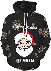 Ugly Christmas Sweater Sweatshirts Women Men Funny Cute Merry Santa Xmas Christmas Sweaters Hoodie Graphic Tees New Years Eve Holiday Party Vacation Outfits Fall Fashion Winter Clothing Clothes Tops