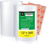 wanguagua 2 Pack 12 Inch x 72 ft Total Bubble Packing Wrap for Moving Boxes Shipping Cushioning Supplies Perforated Every 12”