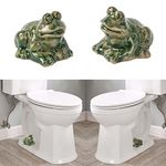 Toilet Bolt Caps, Decorative Toilet Bolt Covers, Ceramic Cute Frog Covers Toilet Bolts Bathroom Decor Easy installation Set of 2 (Green frog)