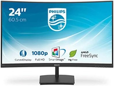 Philips Monitors - Monitor 241E1SC- 24", FHD, 75Hz, VA, FlickerFree (1920x1080, 250 CD/m, VESA, D-Sub, HDMI), Negro