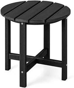 COSTWAY Outdoor Side Table, All Weather HDPE Adirondack Table Garden Coffee Table, Square/Round Small Patio End Tea Table for Balcony, Backyard, Lawn and Poolside (Round, Black)