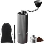 ELMWAY Manual Coffee Grinder Burr Coffee Grinder,Hand Coffee Grinder CNC Stainless Steel Conical Burr Grinder,Internal Adjustable Setting Espresso Grinder,for Hand Grinder Gifts (Silver)