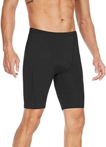 Fiteng Men's Swim Jammers - Athletic Training Endurance Swimsuits Racing Competition Swimwear Sizes: 32-42 Black