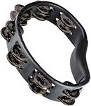 Meinl Percussion Headliner Hand Tambourine - 2-Row Tambourine - With Curved Handle - ABS Plastic / Steel, Black / Silver (HTMT1BK)