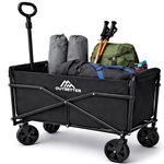 70L Folding Trolley on Wheels, Festival Trolley Cart with Adjustable Handle, Collapsible Foldable Wagon for Camping, Garden, Beach, Shopping, Outdoor