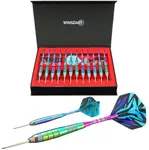 WINSDART Darts Metal Tip Set Professional Metal Darts for Dartboard Steel Tip Darts with Nonslip Iron Barrel Aluminum Dart Shafts,Extra Flights,Dart Sharpener,Gift Box