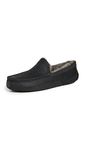 UGG Men's Ascot Wide Slipper, Black Matte Leather, 8 UK