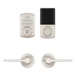 Weiser Powerbolt 3 x Daylon Combo Pack, Keyless Entry Door Lock/Deadbolt with Door Handle/Lever in Satin Nickel, 10-Button Keypad Door Lock, Electronic Door Locks for Front Door