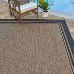 Gertmenian Indoor Outdoor Classic Flatweave Area Rug, Stain & UV Resistant Carpet, Deck, Patio, Poolside & Mudroom, 8x10 Ft Large, Border, Black Tan, 21515