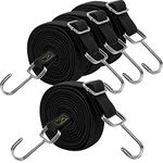 Bungee Cords Heavy Duty Outdoor, Long Adjustable Bungee Cords with Hooks Flat, 80 Inch High Elastic Rubber Bungee Straps with Hooks for Luggage, Roof Racks, Tarpaulin, Moving Cargo, Camps, Tarps