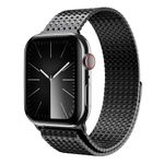 LULULOOK Milanese Watch Band For Apple Watch Ultra 49/46/45/44/42/41/40/38mm,Stainless Steel Mesh Loop Magnetic Clasp Metal Band for iWatch Ultra Series 10/9/8/7/6/SE/5/4/3/2/1 Women Men-Extended version(46mm(2024 series 10)/44/45/49mm/42mm(series 3), Black)