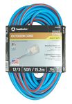 Coleman Cable 02548-64 50-Foot 12/3 Neon Outdoor Extension Cord, Blue/Red