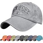 UMIPUBO Unisex Baseball Cap Now York Embroidery Adjustable Cotton Summer Sun Hat Polo Style Classic Sports Casual Hip Hop Cap Peaked Cap for Men Women Grey