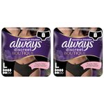 Always Discreet Boutique Incontinence Pants Women, Large, UK Dress Size 16-22, Black, Absorbency 6, 8 Underwear/Knickers, Heavy Bladder Leak Protection/Maternity Postpartum, Odour Neutraliser