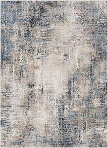 BoutiqueRugs Ivory Abstract 12x16 Large Area Rug Southwestern Navy Mustard Light Gray Ervin Great Room Open Concept Master Bedroom Large Dining Room Stain Resistant Non-Shedding Pet Friendly