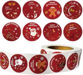 Round Christmas Sticker500pcs Christmas Pattern Stickers Christmas Envelope Sealing Sticker Decorative Tag StickersChristmas Gift Party Decoration Round red roll Sticker