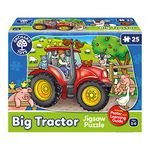 Orchard Toys Big Tractor Jigsaw Puzzle, 25-Piece Farm Themed Shaped Puzzle For Ages 3-6, Includes Poster, Perfect Party Gift