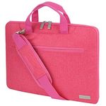 TECHGEAR Case for 15" - 15.6" Laptops, Portable Multi-Function Laptop Case with Adjustable Shoulder Strap, Luggage Strap & Suppressible Handles, Portable Sleeve Organiser Case Cover + Pockets Pink