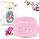 Bar Soap 2x100g CERISIERS EN FLEURS by Un Air d'Antan® / Fragrance from South Of France: Cherry Blossom & Freesia/Organic Argan Oil/No Paraben/Moisturising Soap/Body Soap/Hand Soap/French Soap