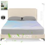 Grounding Sheets King Size, Earthing Grounded Fitted Bed Sheet 10% Pure Silver Fiber + 90% Organic Cotton, Bed Grounding Kit with grounding Cord for Improved Sleep & Wellness(Gray,King - 80"x78"x15")