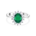 Ornate Jewels 925 Silver Green Emerald and American Diamond Ring for Women and Girls | with Certificate of Authenticity & 925 Stamp | Life-time Warranty*