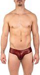 Gary Majdell Sport Men's Hot Prints Cheeky Brief Bikini Swimsuit (Red Hologram, X-Large)