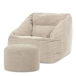 icon Morgan Cord Bean Bag Chair and Pouffe, Stone, Giant Bean Bag Armchair, Large Bean Bags for Adult with Filling Included