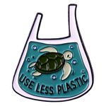 The Earth Environmental Awareness Enamel Lapel Pin Use Less Plastic Words Brooch Cartoon Turtle Enamel Pin Love The Planet Activity Pins for Clothes/Jackets/Backpacks Decoration