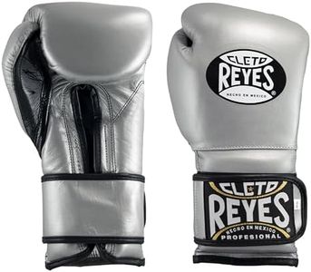 CLETO REYES Training Boxing Gloves with Hook and Loop Closure for Sparring and Heavy Punching Bags, Men and Women, MMA, Kickboxing, Muay Thai, 14oz, Silver Bullet