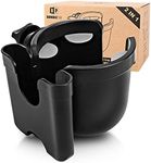 Universal Stroller Cup Holder with Mobile Phone Case, 2-in-1 Strollers Storage Rack, 360 Degrees Rotation Drink Holder for Bike, Pushchair, Wheelchair, Walker,Bicycle, Fits Most Cups