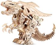 RMOKA 3D Wooden Dragon Puzzles for Adults, Walking and Roaring Mechanical Dragon Building Kits for Kids Ages 8-10-12 (Dark Wood)